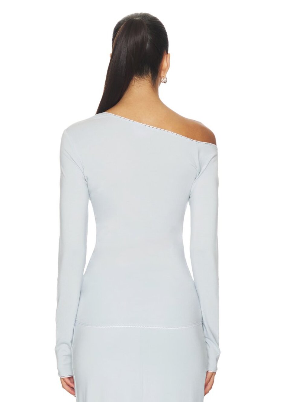 NEW The Line by K Adrira Top in Powder Blue Long Sleeve Off Shoulder Small - Picture 3 of 3